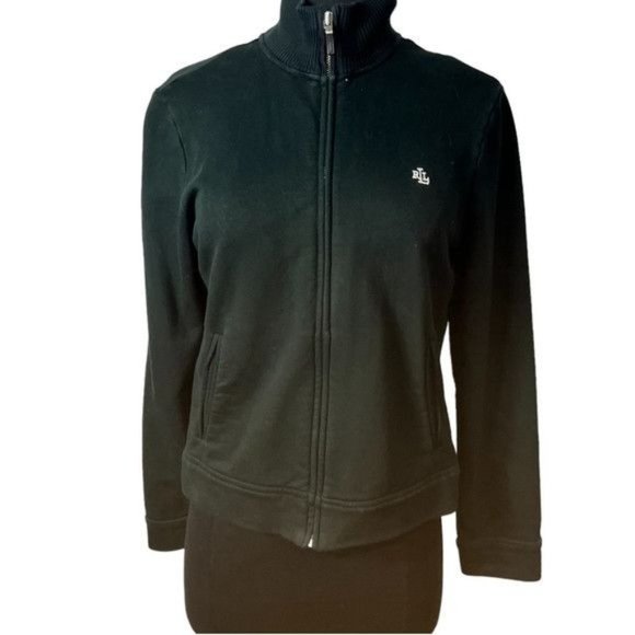 Ralph Lauren Forest Green Cardigan Sweater Tight Knit Zip Up Sz M - Picture 4 of 9